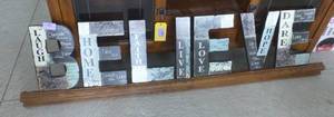 lot 184 image: Large 67 inch wall sign BELIEVE, 18 inches tall