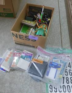 lot 188 image: box of garage sale labels, letters, stickers etc
