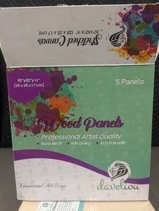 lot 1 image: LA 2-3 - Daveliou 10x10 Inch Studio Wood Panels - 5 Panels