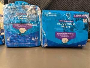 lot 33 image: MN 3 - Lot of 2 Packs Adjustable Briefs for Men & Women, Size SM, 26 Count Each