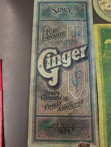 lot 114 image: Front Table - Vintage Spice and Beverage Sign Mats Collection