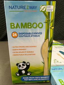 lot 184 image: Naturezway Bamboo Disposable Cutlery Assortment - 192 Pieces