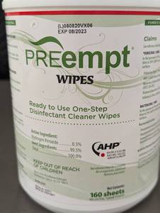 lot 225 image: Lot of 3 Preempt Disinfectant Cleaner Wipes - 160 Sheets Each
