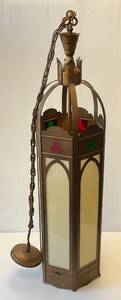 lot 1 image: Very Large 54 Tall Ornate Church 4 Bulb Light Fixture (VERY COOL)