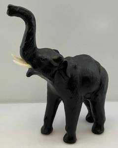 lot 8 image: 14 T Leather Elephant (Trunk Up Good Luck)