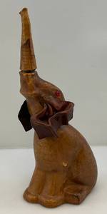 lot 10 image: Leather Covered Elephant Decanter 14 H x 6 L x 4 12 W