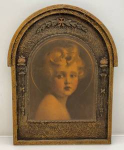 lot 28 image: Christ Child Jesus Light Of The World Gesso Duro Craft Vintage Shabby 13 x 17