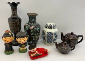 lot 56 image: Misc. Vintage Asain Items Including Chalkware Kiss Me & More