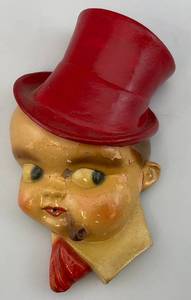lot 130 image: Vintage Mid Century Chalkware Man In Top Hat String Holder