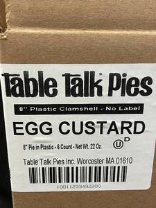H - Box of 6 Table Talk Pies Egg Custard
