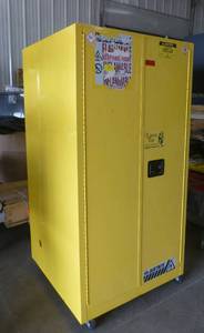 lot 1 image: Justrite Flammable storage cabinet 34x34x60