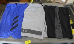 lot 150 image: THREE Pair of Mens shorts size Large, 2 Under Armour and 1 Addidas