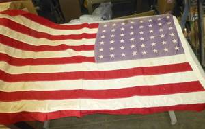 lot 163 image: 48 star linen flag and a current polyester flag