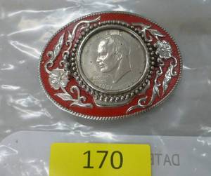 lot 170 image: Belt buckle made with a Eisenhower 1976 dollar