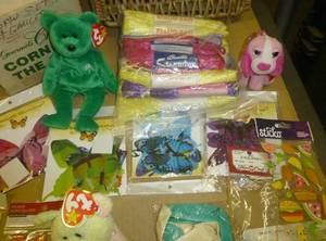 lot 220 image: Crafting lot - scrapbook stickers, rubber stamps, beanies, photo corners, butterflies, etc