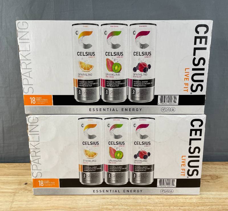 lot 19B image: 2 Cases of 18 Brand New Celsius Sparkling Energy Drinks, Variety Pack, 12 Fluid Ounce 36 Total N