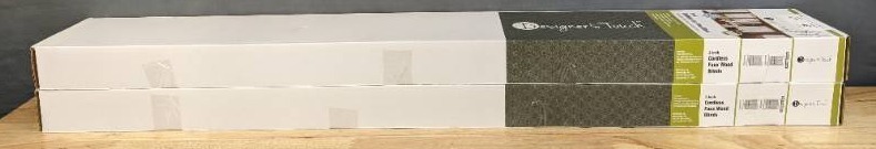 lot 63A image: 2 Brand New Designers Touch 2 Cordless Faux Wood Blinds 47 X 48 S