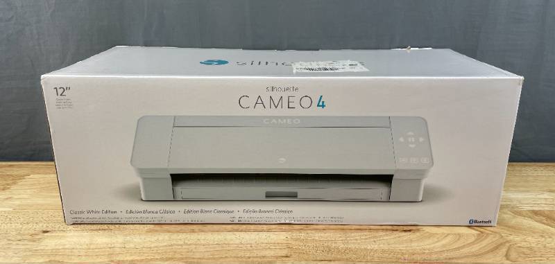 lot 10A image: Brand New Silhouette Cameo 4 with Bluetooth 12x12 Cutting Mat Autoblade 100 Designs and Silhouette Studio Software - White $189 Retail O
