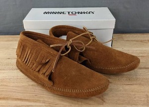 lot 60K image: Minnetonka Classic Fringe Softsole Moccasin Mens Size 11 Boot Brown N