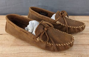 lot 54J image: Minnetonka Classic Driver Moccasin Slipper Mens Size 10 Shoes Brown Ruff N