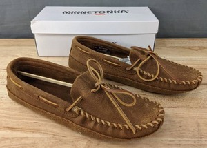 lot 105K image: Minnetonka Double Bottom Softsole Moccasin Slipper Mens Size 10.5 Shoes Brown Ruff N