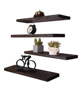 lot 108 image: New HXSWY 24 Rustic Wood Floating Shelves (Brown) Set of 4 $49.99 Retail B