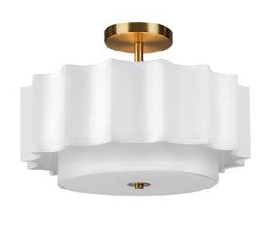 lot 101 image: New Frideko 4-Light Semi Flush Mount Ceiling Light Fixture 15.7 White and Gold B