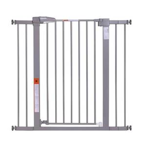 lot 113 image: BABELIO 36 Extra Tall 26-40 Wide Auto Close Gate, Grey $80.99 Retail B