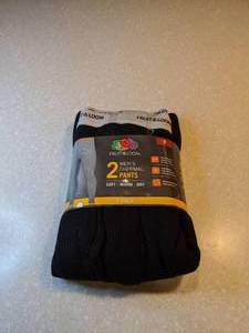 lot 411 image: New Fruit of the Loom 2 Pack Mens Thermal Pants Black Size Medium 32-34 P