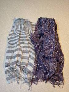 lot 415 image: Two New Hummingbird Scarves Purple Gray P