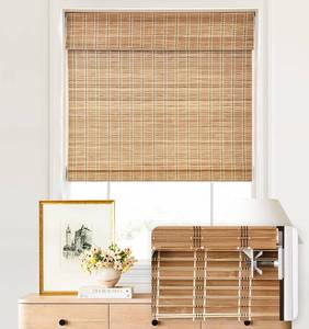 lot 121 image: New LazBlinds Cordless Bamboo Roman Shades for Windows 64x32, Retail $76.99 B