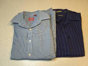 lot 444 image: Two New Mens Dress Shirts IZOD & Reaction Blue White Size Large P