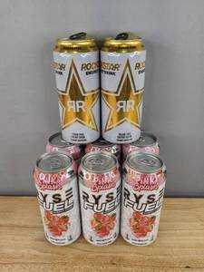 lot 33A image: 6 New 16 oz RYSE FUEL Pink Splash and 2 New 16 oz ROCKSTAR Sugar Free Energy Drinks N