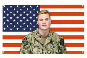 lot 50A image: Brand New 3 x 5 Zach Bryan USA Country American Flag Music Navy N