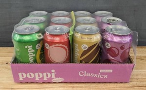lot 25B image: Brand New Case of 12 poppi Variety Soda Pack 12 oz $29.99 Retail N