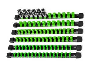 lot 93 image: New Socket Organizer Drive ABS Tools - Green Socket Holder, Premium Quality 9 Pieces Socket Holders Kit 14-Inch x 48 Clips, 38-Inch x 45 Clips, 12-Inch x 36 Clips B