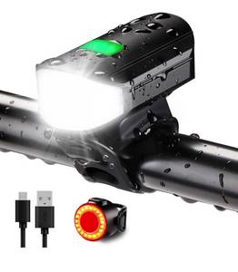 lot 133 image: New Favorbrite 1500LM USB Rechargeable Bicycle Headlight & Tail Light B