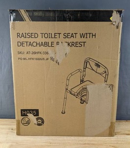 lot 43 image: New Raised Toilet Seat with Handles for Seniors with Adjustable Height & Width, 400lb Handicap Elevated Toilet Seat for Elderly, Pregnant, Fits Any Toilet $89.99 Retail B