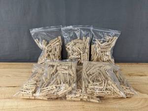 lot 82 image: Brand New 8 Packs of 100 Wooden 1.9 Clothespins Retail $71.92 B