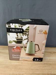lot 92 image: Brand New DmofwHi Gooseneck Electric Kettle(1.0L), 100% Stainless Steel BPA Free Classic Pour Over Coffee Kettle $37.99 Retail B