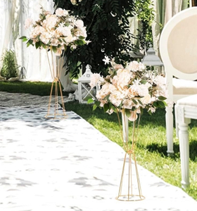 lot 160 image: (10) New Flower Centerpiece Vases - Dual-coned, Gold B