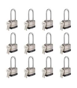 lot 49 image: Brand New 12-Pack 40mm Keyed Alike Nickel Plated Laminated Steel Padlock $22.99 Retail B