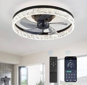 lot 178 image: New LEDIARY 20 Modern Ceiling Fans with Lights and Remote (Black) $101.99 Retail B