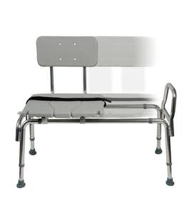 lot 185 image: New DMI Tub Transfer Bench and Shower Chair with Non Slip Aluminum Body, Adjustable Seat Height and Cut Out Access $86.99 Retail B