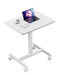 lot 197 image: New Mobile Standing Desk Adjustable Height, Portable Rolling Laptop Desk, Color White $163.62 Retail B