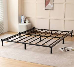 lot 92K image: New DTIG Tool-Free Easy Assembly Low Bed Frame California King, 7 Inch Platform Bed Frame, No Box Spring Needed, Sturdy Steel Slat Support (Black) $63.99 Retail B