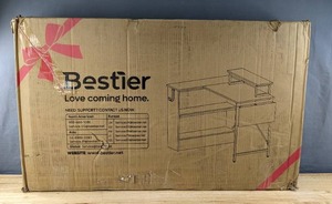 lot 100J image: New Bestier Small L Shaped Desk with Enclosed Shelves 42 Inch Computer Desk with LED Monitor Stand, Headphone Hook and Side Storage Bag B