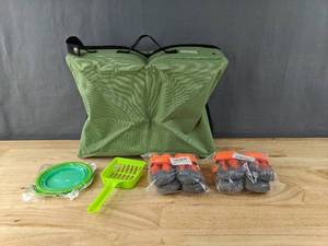 lot 203 image: New Pet Items Petisfam Travel Litter Box and Foot Booties B