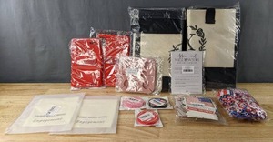 lot 820 image: Drink Coasters, Red Tablet Covers, Yoolife X Initial Tote Bags, Advice and Well Wishes Wedding Cards and More B