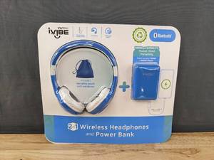 lot 36K image: Brand New Vivitar iVibe 2-in-1 Headphone and Power Bank Kit - Blue X